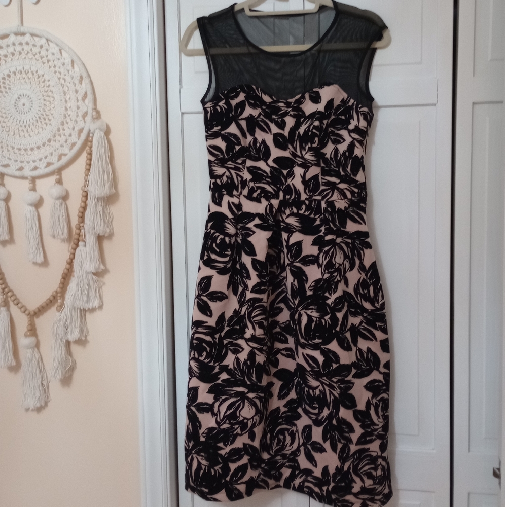 En Focus Studio Elegant Black Floral Dress Size 6